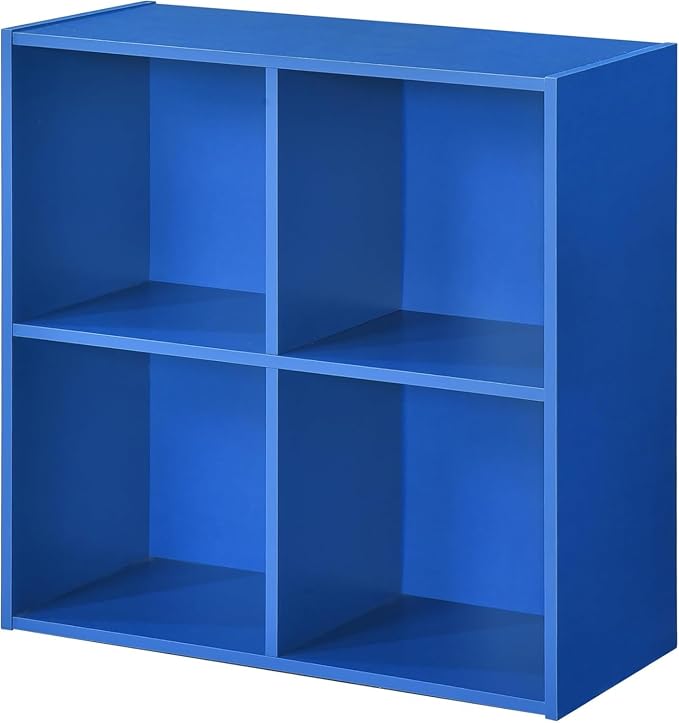 KB Designs - Blue 4 Cube Storage Organizer Book Shelf, Toy Storage Organizer for Nursery, Kids Room, Playroom and Bedroom