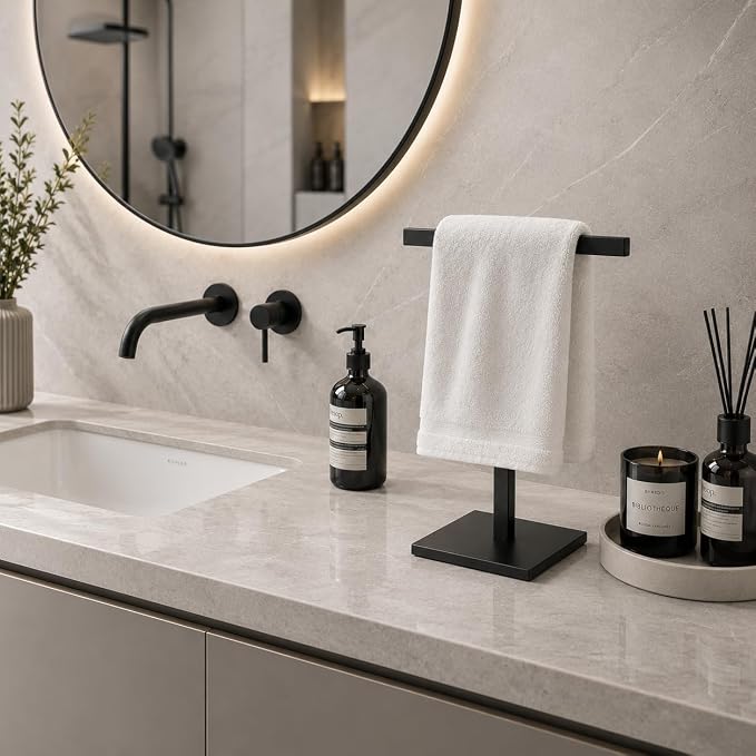 Bathroom Hand Towel Holder Stand，T-Shape Hand Towel Holder Stand SUS304 Stainless Steel for Bathroom，Kitchen or Vanity Countertop