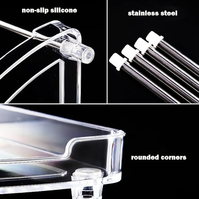 QIYUSHRY Bathroom Organizer Countertop Storage Clear 3 Tier Skincare Organizer Acrylic Corner Shelf Rack Stand for Makeup Cosmetic Perfume Vanity Tray Kitchen Living Room Supplies