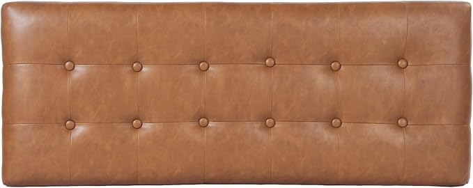 HomePop 46" Tufted Storage Bench - Vintage Saddle Brown