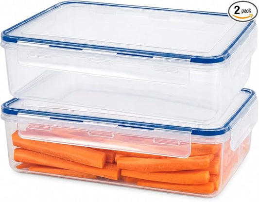 Tribello 140 oz Large Airtight Food Storage Containers with SnapTight Lids – Clear, Stackable, BPA-Free Meal Prep Containers for Kitchen, Freezer & Pantry – 2-Pack