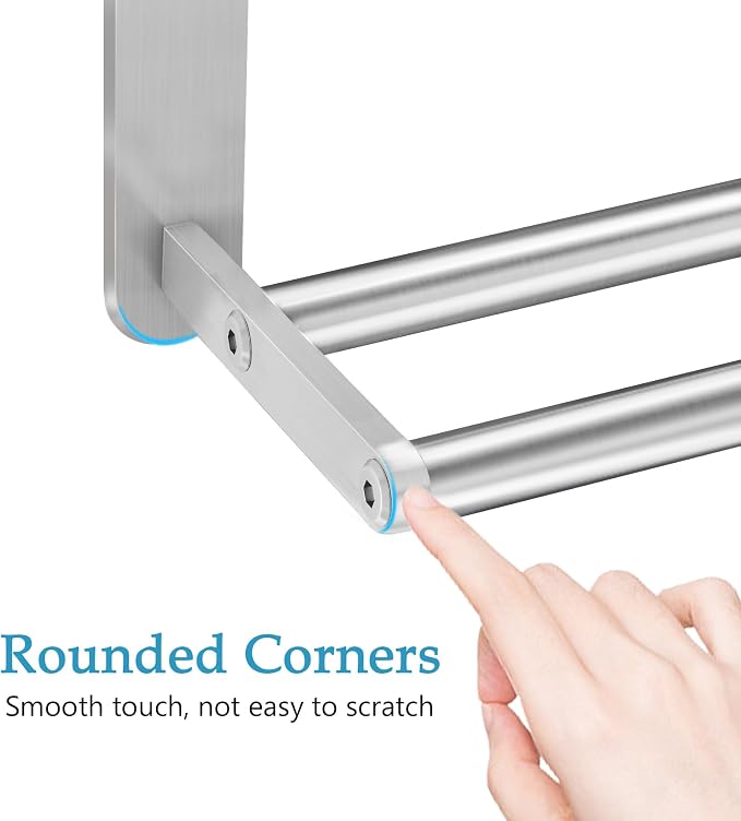 VOTZAAQ Towel Racks for Bathroom - 24 in Bath Towel Shelf with Double Towel Bar, Stainless Steel Towel Storage for Lavatory Wall Mounted, 2-Tier Towel Hanger Towel Holder, Brushed Nickel