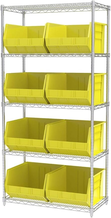 Akro-Mils 30270 AkroBins Plastic Storage Bins, 18"x16"x11", Yellow, 3-Pack | Space-Saving Stackable Bins for Garage, Pantry, Craft Organization