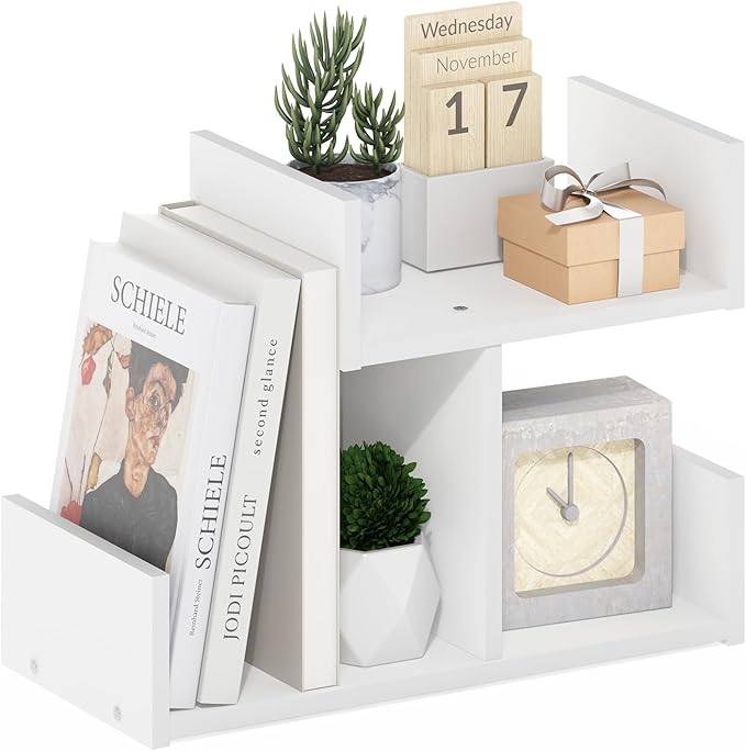 Furinno HERMITE Desk File Folder Organizers, 3-Shelf Desktop Office Organization Racks, Desk Top Display Book Shelf, for Paper, Office Supplies, Magazine, White