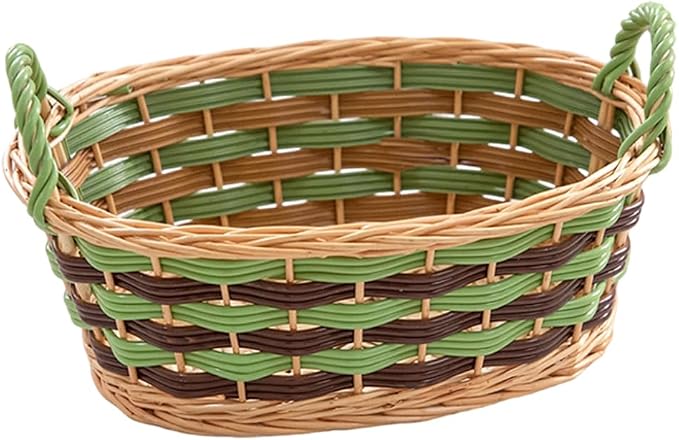 Kingwillow, Storage Basket, Oval-Shaped Woven Willow Basket with Handles, Suitable for Bedrooms, Kitchens, and Wardrobes. (Small Size)