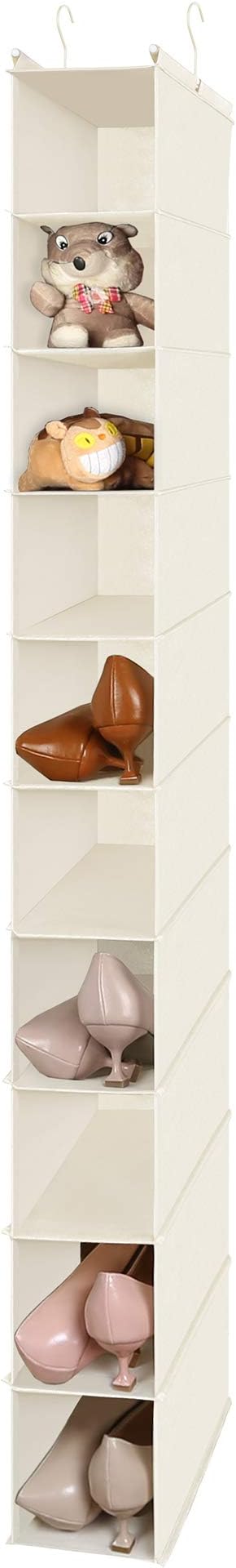 MAX Houser 2 Pack 10 Tier Foldable Hanging Shoe Organizer, Hanging Shoe Storage Shelf, Beige