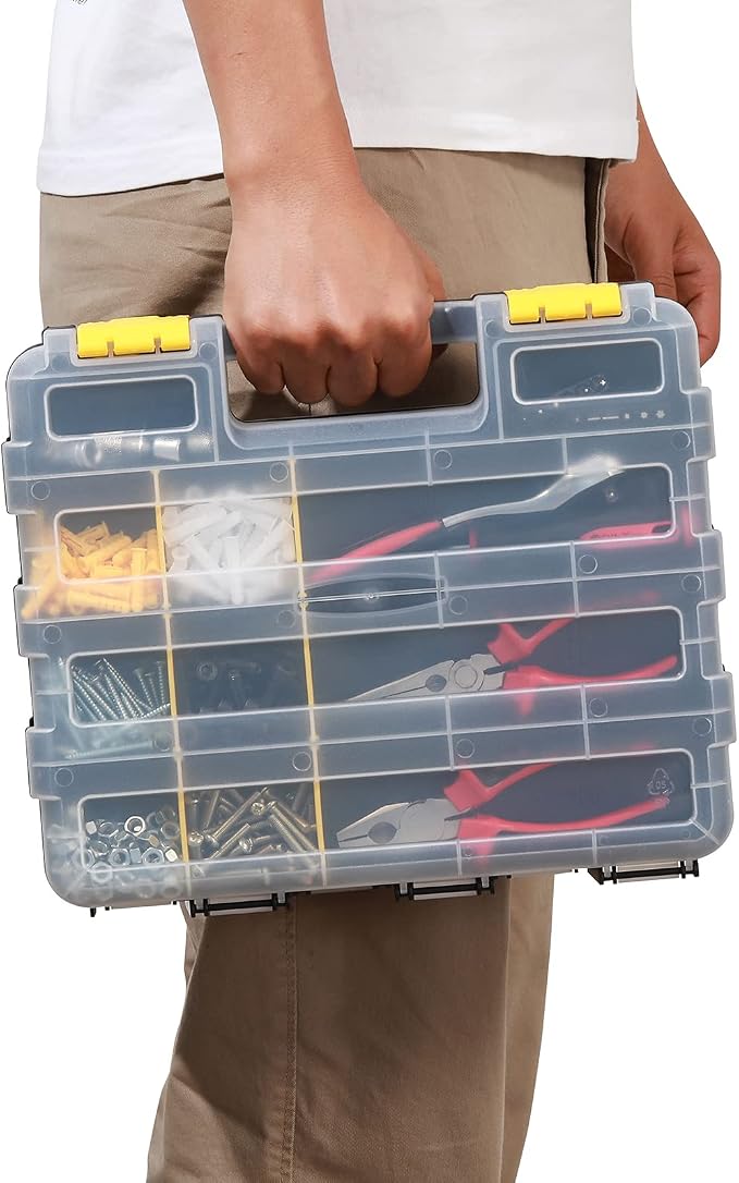 Mayouko Double Side Tools Organizer, Customizable Removable Plastic Dividers, Hardware Box Storage, Excellent for Screws,Nuts,Small Parts, 34-Compartment,2 PCS Set