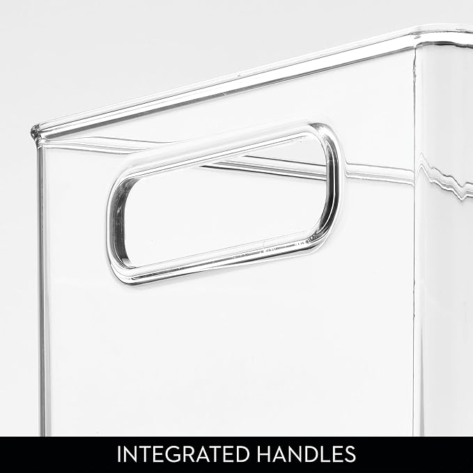 iDesign Kitchen Binz Stackable Organizer, 8" x 6" x 14.5", Clear | BPA-Free Plastic, Deep, With Handles