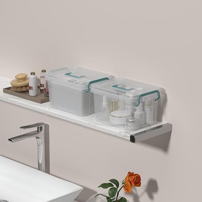 Covetree 7 Pack Small Storage Bins Plastic Storage Container Stackable Box with Lids,with Handle Clear Plastic Container for Suitable for storing snacks, tools, cosmetics, toys