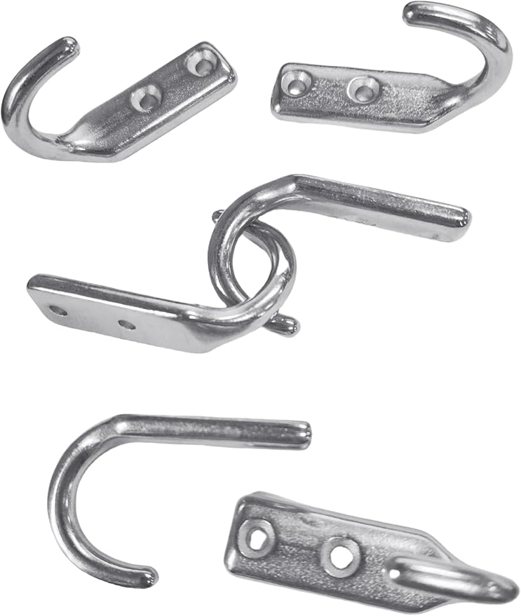 Heavy Duty Stainless Steel 316 Wall Hooks, Marine Grade Wall Hanger Key Hook Wall Mounted Coat Hook Hanging Garage Hook Storage Hooks Screw Utility Hooks (6Pack)