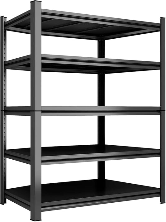 2pack Garage Shelving Heavy Duty Metal Garage Storage Shelves Organizer for Heavy Tools and Equipment, 5 Tier Metal Shelves Adjustable Shelf for Pantry Kitchen Warehouse, Black