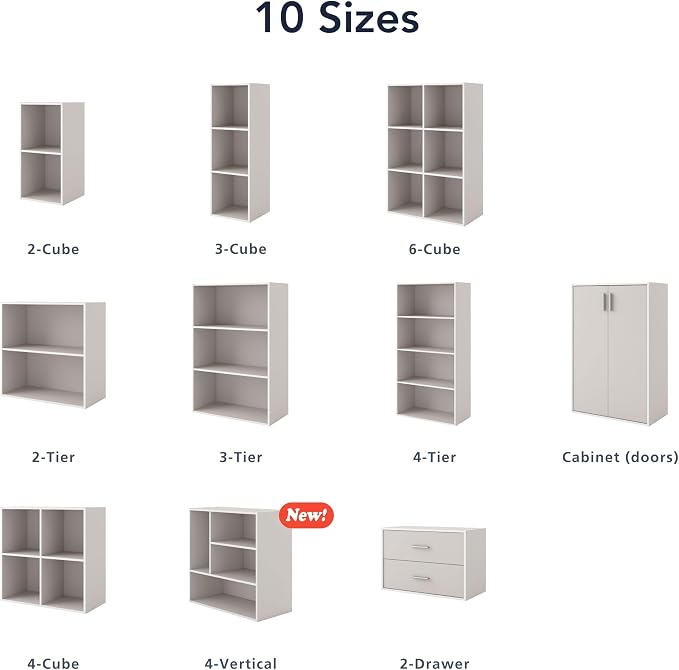 Homes: Inside + Out Apexa 2-Tier Cube Storage Organizer Shelves, Stackable Wood Bookcase Fits Cubby Bins for Organization, Dorm Teen Room Decor & Home Office, Light Blue