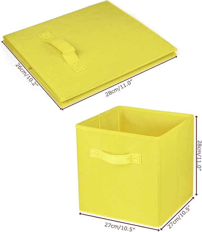 2 Pcs Storage Cubes, 10.5 Inch Collapsible Storage Bins, Fabric Foldable Bins for Organization, Durable Storage Bins for Closet, Shelves, Offices (Yellow) | [Yellow] [For Organization, Durable Storage Bins for Closet, Shelves, Offices]