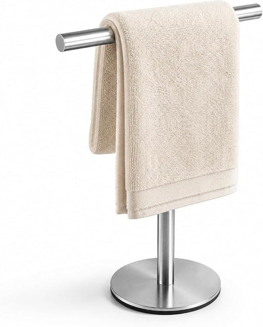 Bath Hand Towel Holder Standing, 13 Inch T-Shape Towel Bar Rack Stand, SUS304 Stainless Steel Brushed Finish,Tower Bar for Bathroom Kitchen Vanity Countertop
