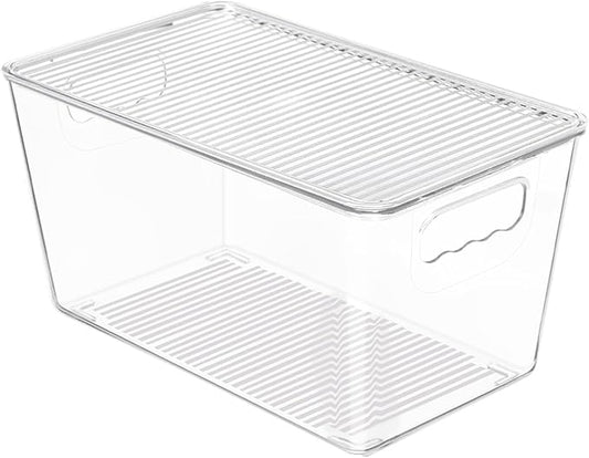 Vtopmart 1 Pack Clear Stackable Storage Bins with Lids, Medium | BPA-free Plastic, Organize Vertically, For Pantry Kitchen Fridge Cabinet Closet Bathroom, Built to Last, Easy to Move