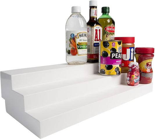 Dial Industries 3 Tier Expandable Cabinet Shelf Organizer, Standard | Slides open to fit narrow or wide cabinets, Adds extra levels for canned goods and jars, Great for pantry, cupboard or closet
