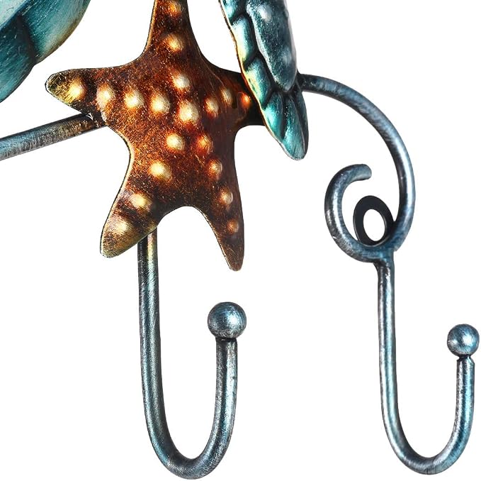 Tooarts Wall Mounted Key Holder Turtle Wall Hooks Iron Key Hook Rustic Wall Decorative Hook Living Room Bathroom Ornament