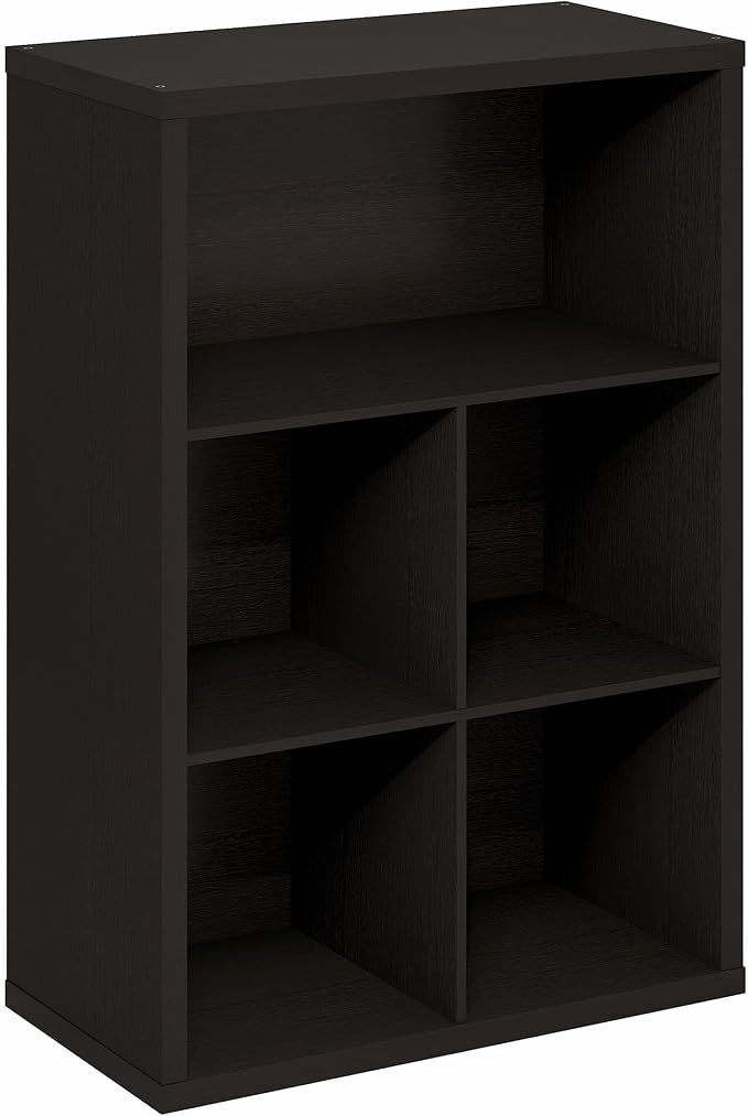 5-Cube Bookcase, Cube Storage Organizer Bookshelf, Book Shelf with Closed Back, 15.3 x 29.9 x 43.3, for Bedroom, Living Room, Home Office, Dark Oak