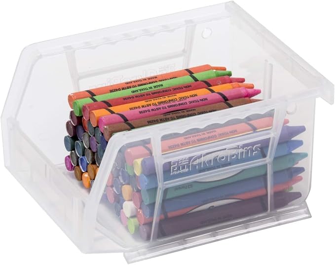 Akro-Mils 30210 AkroBins Plastic Storage Bins, Space-Saving Stackable Bins for Garage, Pantry, Craft Organization, 5" x 4" x 3", Clear, 6-Pack
