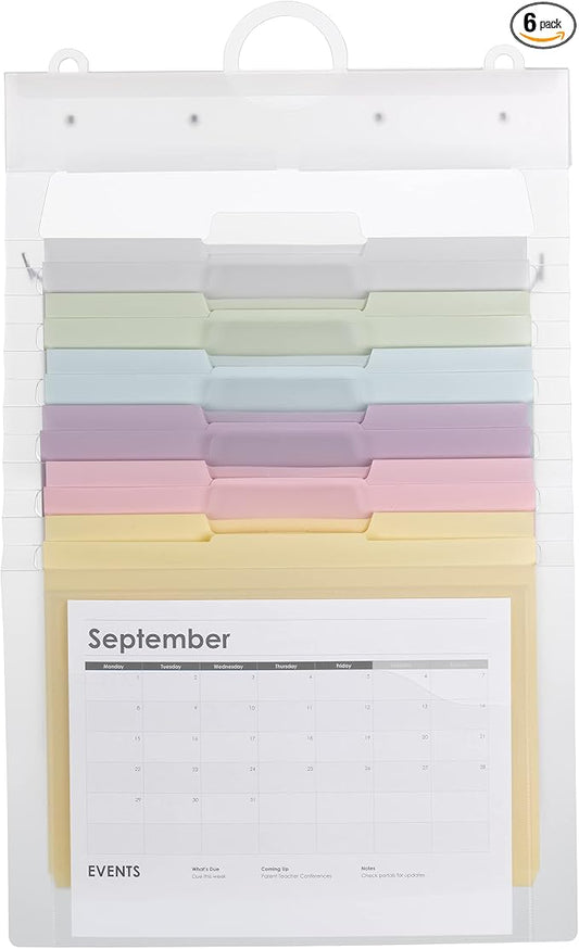 SMEAD Cascading Wall Organizer Gen 2, 6 Pockets, Letter Size, Pastel (92064)