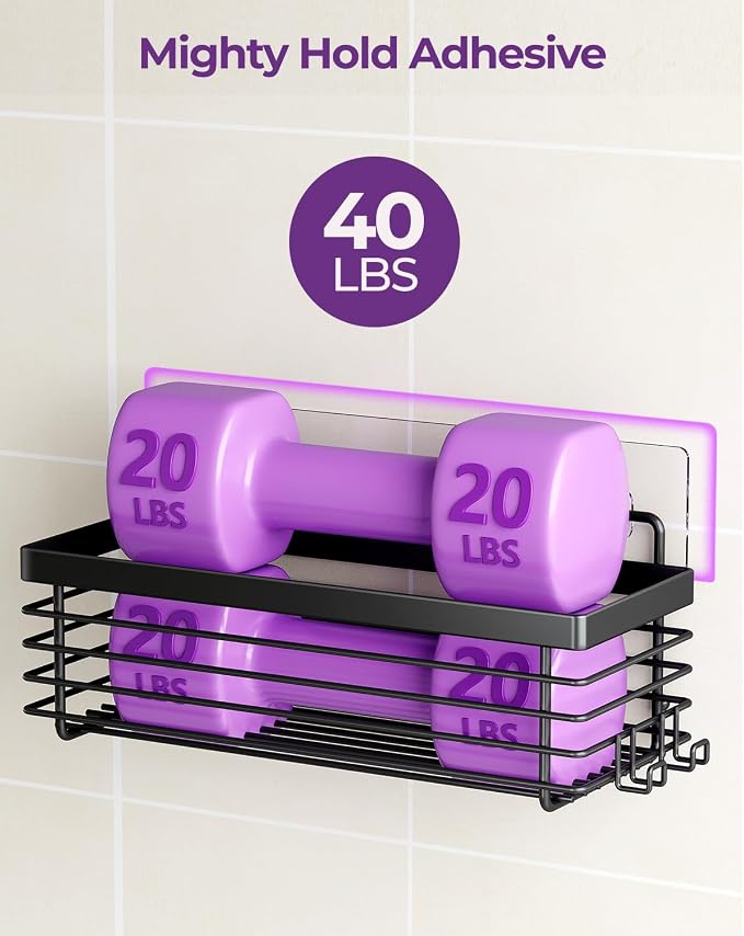 ODesign Shower Shelves Adhesive 3 Pack Stainless Steel Storage Shelve-Black | No drilling wall mounted,rust-resistant,large capacity,quick drainage,easy to clean,suitable for bathrooms and kitchens