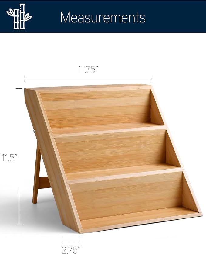 Bamboo Spice Rack Organizer for Kitchen Cabinet, Countertop Display Shelf | 3 Tier Shelf -Space Organizer for Kitchen and Bathroom (Pack of 6)
