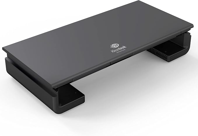 Klearlook Computer Monitor Stand for Desk, Adjustable Foldable Monitor Riser with Storage Drawer & Tablet Phone Holder for Office, Home, Laptop, Desktop (Black)