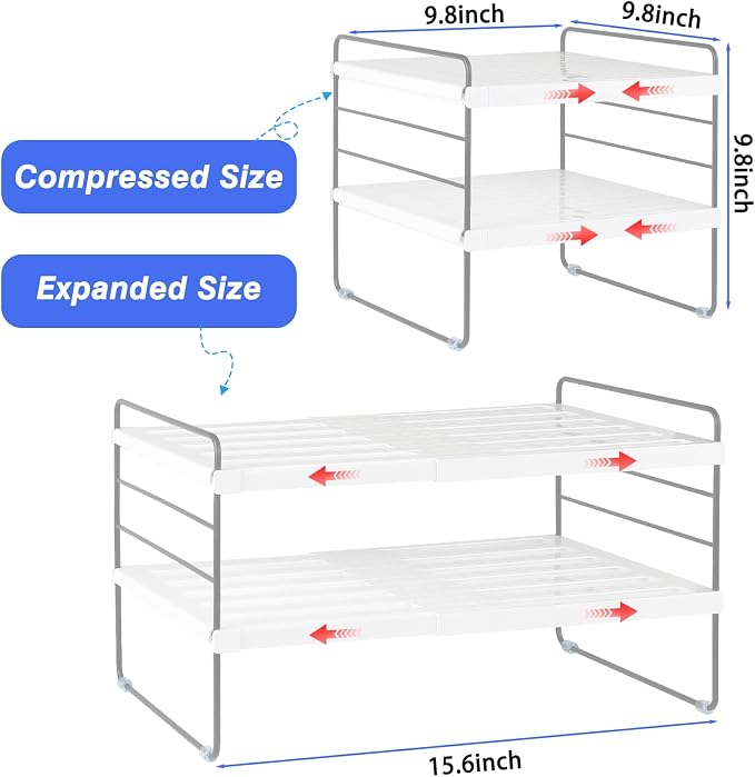Cirhy Expandable Foil and Plastic Wrap Organizer, 3-Tier, 2-Pack | Adjustable Pantry Organizers and Storage , for Foil, Food Storage Bags and Wrap, Cabinet or Countertop Organization