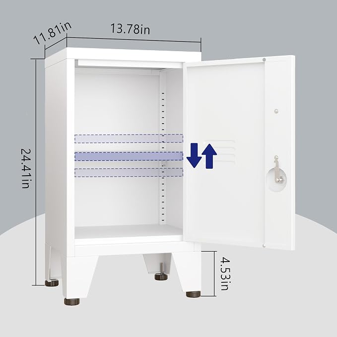 PAOFIN 24.4" H Metal Locker Storage Cabinet with 1 Doors, Pantry with Shelves, Storage Cabinet with Adjustable Leveling Foot for Kitchen, Employees, Office, Kids Locker