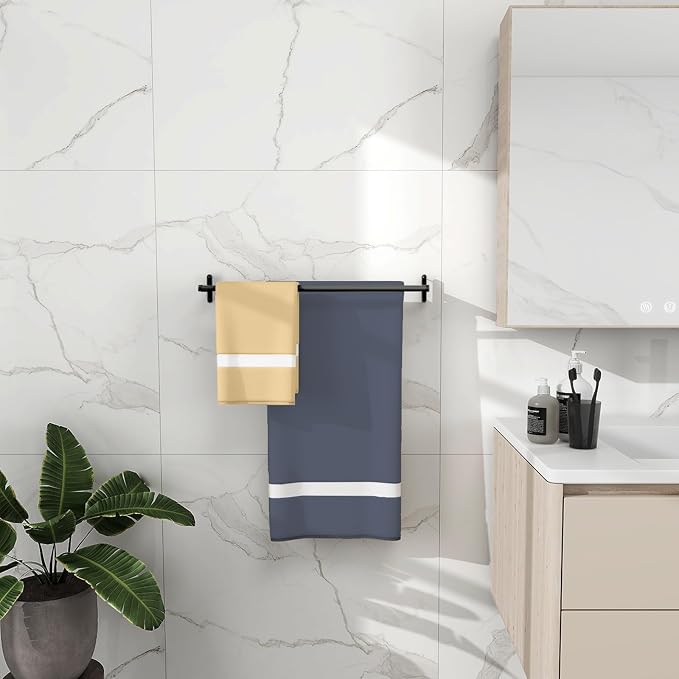 KLJKPA Double Towel Bar for Bathroom, 24 Inch Towel Rack, Matte Black | Heavy Duty Single Towel Rod, Space-Saving Hand Towel Holder, Toilet Kitchen Towel Storage, Rustproof, Stainless Steel