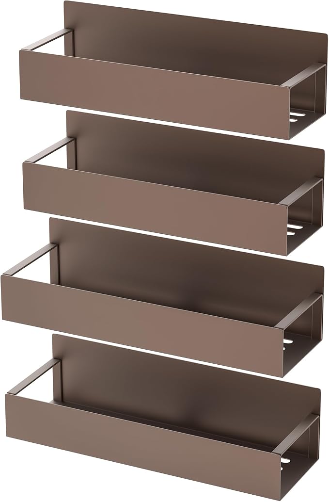 HuggieGems 4 Pack Magnetic Spice Storage Rack Organizer for Refrigerator and Oven, Bronze Fridge Organizers and Storage