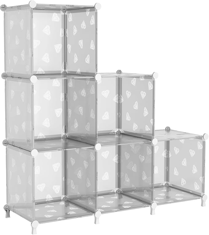 UNKU 6 Cube Storage Organizer, Closet Organizer Storage Shelf,Translucent | DIY Stackable Bookcase, Clothes Organizer Shelf for Closet, Bedroom, Living Room, Cabinet, Home, Office