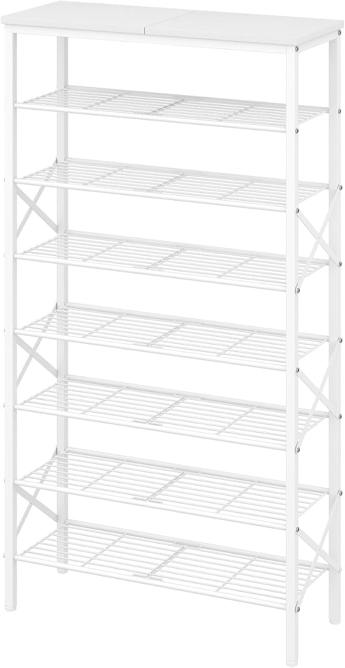 YATINEY 8 Tier Shoe Rack, Shoe Storage Organizer, Large Capacity Shoe Shelf Holds 32 Pairs of Shoes, Sturdy and Stable, for Entryway, Hallway, Closet, Dorm Room, White SS08WW