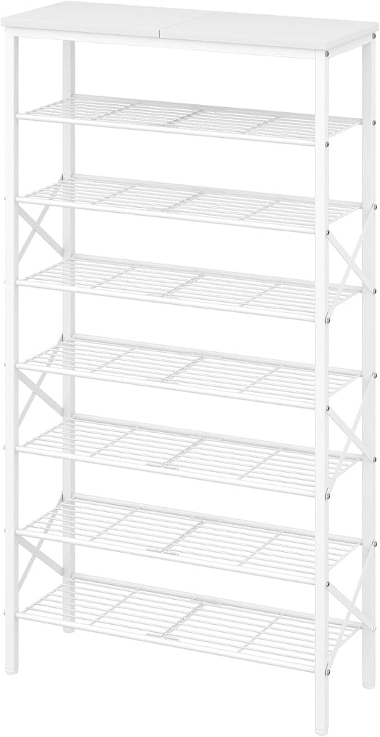 YATINEY 8 Tier Shoe Rack, Shoe Storage Organizer, Large Capacity Shoe Shelf Holds 32 Pairs of Shoes, Sturdy and Stable, for Entryway, Hallway, Closet, Dorm Room, White SS08WW