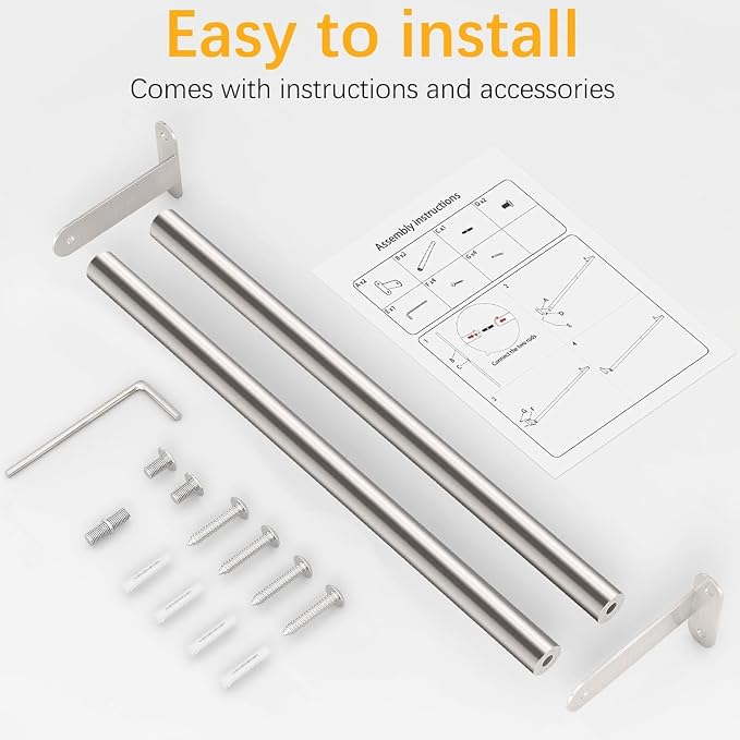 MKO Towel Bar for Bathroom Wall, 16 Inch Towel Rod Rack, Brushed Nickel | Heavy Duty Stainless Steel, Towel Racks for Bathroom, Wall Mounted, Hand Towel Holder