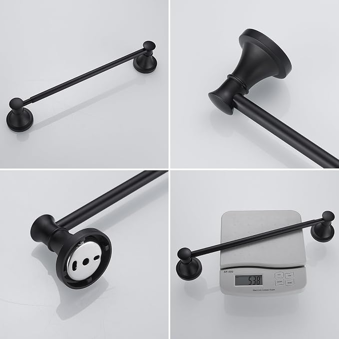 BESy Towel Racks for Bathroom Wall Mounted Bath Towel Bar Matte Black | Adjustable 16-26 In, Wall Mounted Towel Holder, Stainless Steel, Rustproof, Towel Bar Rod Hanger Hardware Accessories Hotel