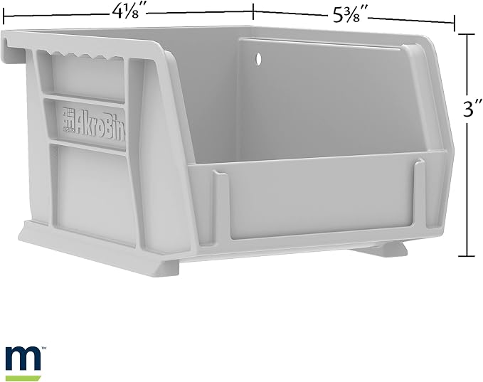 Akro-Mils 30210 AkroBins Plastic Storage Bins,Space-Saving Stackable Bins for Garage,Pantry,Craft Organization,5-Inch x 4-Inch x 3-Inch,Clear,(Pack of 24)