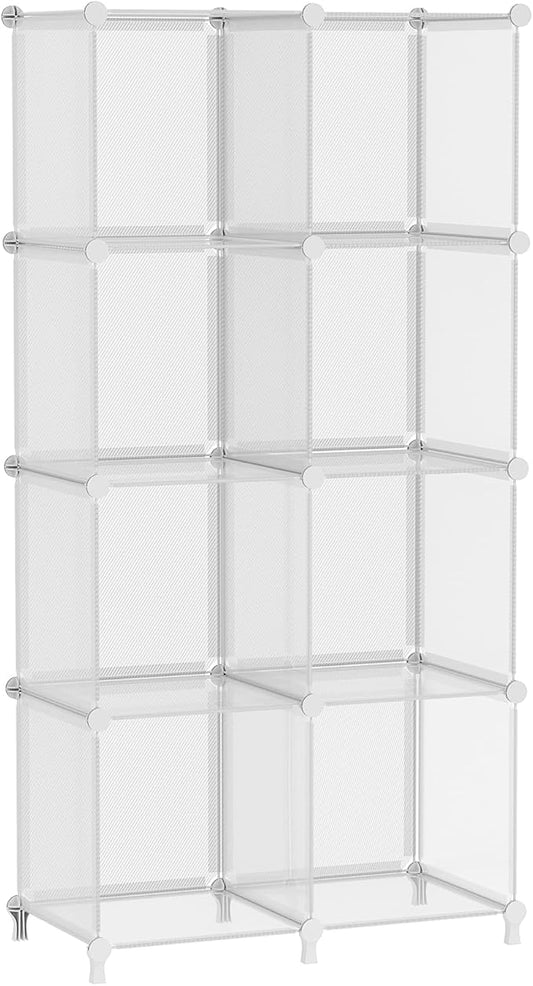 AWTATOS 8 Cube Storage Organizer, Closet Organizer Storage Shelf, Clear | DIY Stackable Storage Cubes Shelves for Closet, Bookcase Bookshelf, Plastic Shelving for Bedroom, Home Office