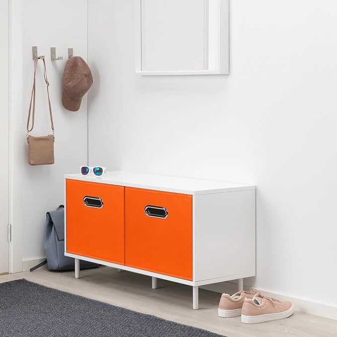 Fabric Cubby Storage Bins,13x13x13 Inches,Cube Organizer Bin Foldable Storage Boxes with Dual Handles Fabric Organizer Box and collapsible Storage basket,Set of 8,Orange