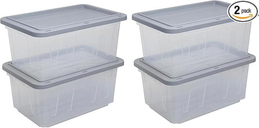 CX BLACK & YELLOW�, 27-Gallon Heavy Duty Clear Storage Container & Snap-Tight Lid, (14.3�H x 20.6�W x 30.6�D), Weather-Resistant, Stackable, See-Through Organization Tote [2 Pack]