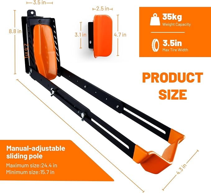 Swivel Bike Rack Wall Mount, 1 pcs Bike Hanger Wall Mount, Wall Space-Saving Vertical Bike Hanger, Sturdy Bike Storage Rack, Indoor Bicycle Hooks