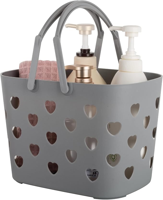 Portable Shower Caddy with handle Plastic Shower Basket Organizer, Grey | Bathroom Caddy Storage Tote Cleaning Supply Caddy for College Dorm, Kitchen, Pantry, Garage