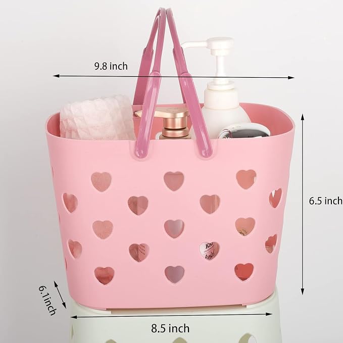 Portable Shower Caddy with handle Plastic Shower Basket Organizer, Pink | Bathroom Caddy Storage Tote Cleaning Supply Caddy for College Dorm, Kitchen, Pantry, Garage