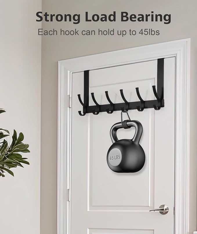 Optish Over The Door Hooks, Door Hanger Hooks for Hanging, Over The Door Towel Racks for Bathroom, Coat Rack Door Towel Hanger Towel Hooks (1Pack, Black)