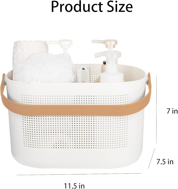 Plastic Portable Shower Caddy Basket, Storage Organizer, Yellow, 2 Pack | Bottom Drain Holes, Keep Dry, Sturdy and Durable, Easy to Carry for Bathroom, Kitchen, Dorm Room, RV, College