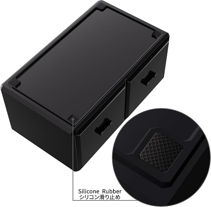 READAEER Makeup Organizer 3 Pieces Cosmetic Storage Case with 6 Drawers (Black)