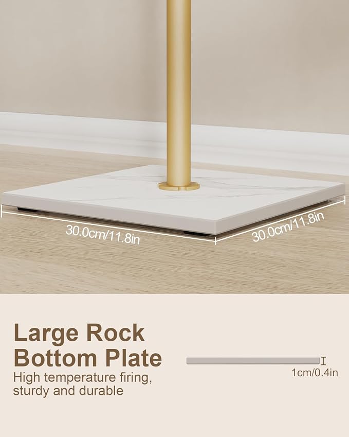Metal Clothing Rack for Hanging Clothes, Gold, 68.9 In High | Modern Sturdy Coat Rack with Rock Slab Base, Heavy-duty Garment Rack for Boutiques, Hallway, Entryway, Living Room