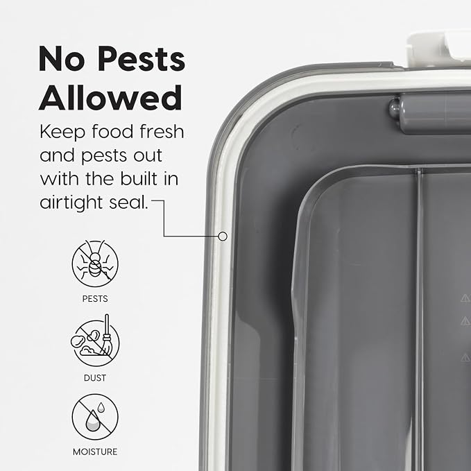 IRIS USA Dog Food Storage Container, Up to 54 lbs, Gray/Dark Gray | Made in USA, Comes with Wheels & 2-Cup Scoop, Airtight Seal, BPA-Free, Bird Seed, Cat food, Cat Litter, Treats, Pellets