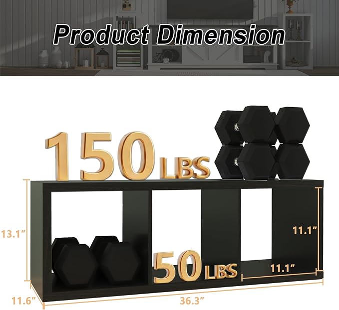CTESNE【2026 Wooden Thick Frame 3 Cube Storage Organizer Shelf with Anti-Tipping Kits + Reversible Open Back Bookcase, Horizontal and Vertical Dual-use（Chocolate,11inch）