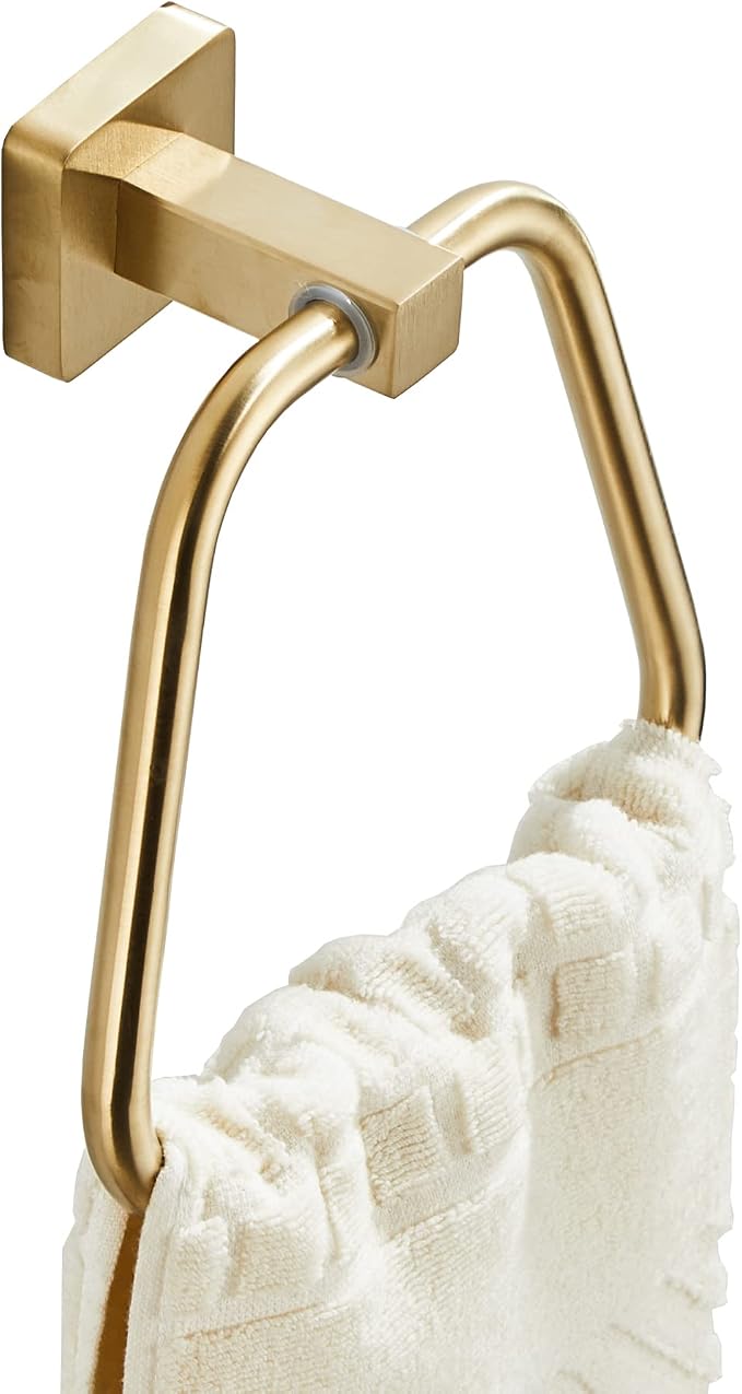 Brushed Light Gold Towel Ring for Bathroom 2 Pack, Kitchen Bath Towel Holder Hangers Wall Mount Heavy Duty Stainless Steel